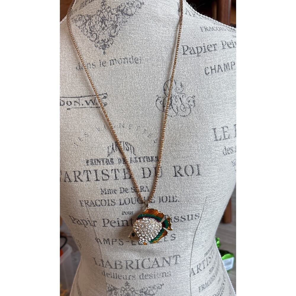 Betsey Johnson Rare Jeweled Fish Pendant Statement Necklace — Collector’s Piece